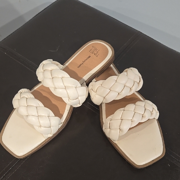 time & tru Shoes - Time and Tru Cream Braided Sandals with Square Toe